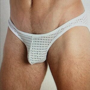 White Men's Rick Majors Stretch Mesh Super Low Rise Brief